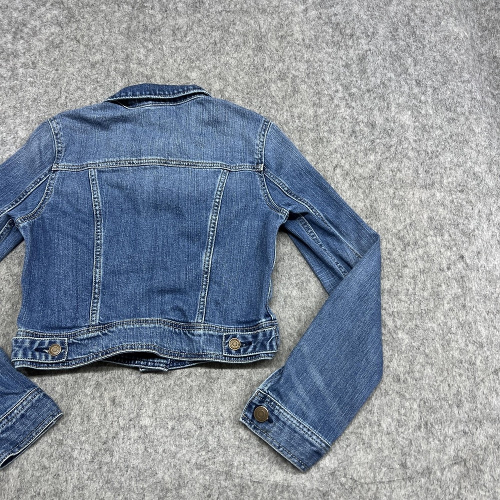 American Eagle Jacket Womens S Blue Denim Cropped Trucker Button Casual Outdoor - Picture 12 of 14
